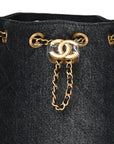 Washed Denim Quilted Mini CHNL 25 Handbag Black