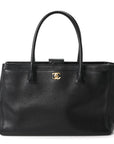 Calfskin Cerf Executive Shopper Tote Black