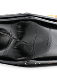 Calfskin Crocodile Embossed Graffiti Cocodile Medium Boy Flap Black