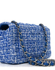 Tweed Quilted Mini Rectangular Flap Blue White