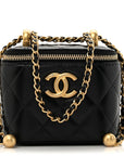 Calfskin Quilted Mini Perfect Fit Vanity Case With Chain Black