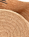 Raffia Calfskin Paulas Ibiza Balloon Ruffle Basket Tote Bag Natural Tan