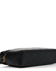 Goatskin Quilted Top Handle Slim Vanity With Chain Black
