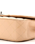 Caviar Quilted Medium Double Flap Beige