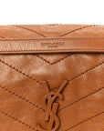Crinkled Calfskin Matelasse Monogram Medium Niki Chain Satchel Caramel
