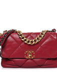 Lambskin Quilted Large CHNL 19 Flap Red