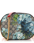 GG Supreme Monogram Blooms Small Chain Shoulder Bag Beige Blue Navy Hibiscus Red