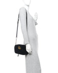 Velvet Matelasse Small GG Marmont Chain Shoulder Bag Black