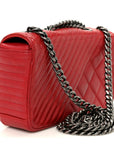 Glazed Calfskin Quilted Small Coco Boy Flap Red