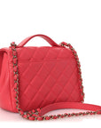 Caviar Quilted Small Business Affinity Flap Dark Pink