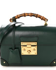 Azalea Calfskin Small Padlock Bamboo Shoulder Bag Vintage Green