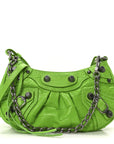 Extra Supple Calfskin Crocodile Embossed Le Cagole Mini Purse With Chain Acid Green