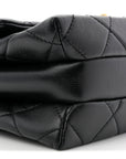 Calfskin Quilted Belt Chain Flap Black