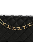 Lambskin Quilted Medium Double Flap Black