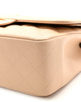 Caviar Quilted Jumbo Double Flap Light Beige