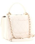 Lambskin Lacquered Quilted Small Trendy CC Dual Handle Flap Bag White