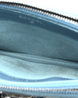 Metallic Caviar Quilted Small Boy Clutch With Chain Turquoise