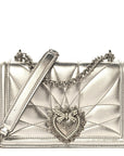 Metallic Calfskin Small Devotion Crossbody Bag Silver