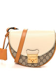 GG Supreme Monogram Calfskin Small Padlock Messenger Shoulder Bag Beige Mystic White Sun Oil