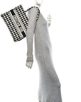 Canvas Macro Houndstooth Embroidered Medium Book Tote Black White