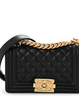 Caviar Quilted Small Boy Flap Black
