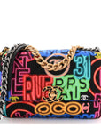 Fabric Printed Medium CHNL 19 Flap Black Multicolor