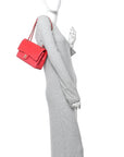 Caviar Quilted Medium Double Flap Red