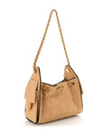 Braided Raffia Calfskin Quilted Mini CHNL 25 Handbag Beige Black