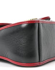 Vintage Effect Calfskin Matelasse Diagonal Mini Torchon GG Marmont Top Handle Shoulder Bag Black Romantic Cherry