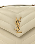 Calfskin Y Quilted Monogram Small Loulou Chain Satchel Blanc Vintage