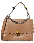 Vitello Liberty Scalloped Studded Kan I Shoulder Bag Sand