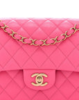 Caviar Quilted Medium Double Flap Pink