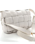 Nappa Maxi Intreccio Padded Cassette Crossbody Bag Chalk