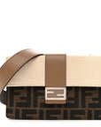 Fabric Jacquard Canvas Vitello Grace Pequin FF 1974 Baguette Belt Pouch Tobacco Moro Grezzo Sand