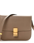 Liege Calfskin Medium Classic Box Flap Bag Taupe