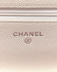 Caviar Quilted CHNL 19 Wallet On Chain WOC White Pink