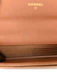 Lambskin Quilted CHNL 19 Wallet On Chain WOC Brown