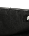 Lambskin Quilted Square Front Pocket Clutch With Chain Black