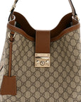 GG Icon Monogram Padlock Shoulder Bag Beige Dark Brown