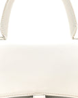 Shiny Box Calfskin Tonal B Hourglass Stretch Top Handle Bag White