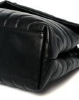 Calfskin Y Quilted Monogram Monochrome Medium Loulou Chain Satchel Black