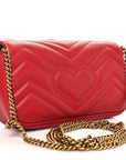 Calfskin Matelasse Super Mini GG Marmont Shoulder Bag Hibiscus Red