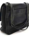 Grained Lambskin Monogram Large Niki Chain Satchel Black