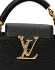Taurillon Embellished Flower Handle Capucines Mini Black