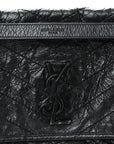 Crinkled Calfskin Matelasse Monogram Medium Niki Chain Satchel Black