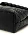 Calfskin Y Quilted Monogram Small Loulou Chain Satchel Black