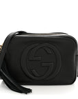 Pebbled Calfskin Small Soho Disco Bag Black