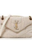 Boucle Tweed Quilted Small Loulou Puffer Monogram Chain Satchel Crema Soft