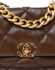Lambskin Quilted Large CHNL 19 Flap Dark Brown