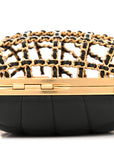 Metal Lambskin Quilted CC Heart Minaudiere Crossbody Black